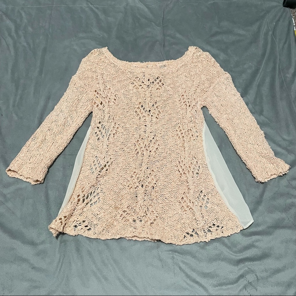 Anthropologie Knitted & Knotted Open Knit Sweater EUC S
